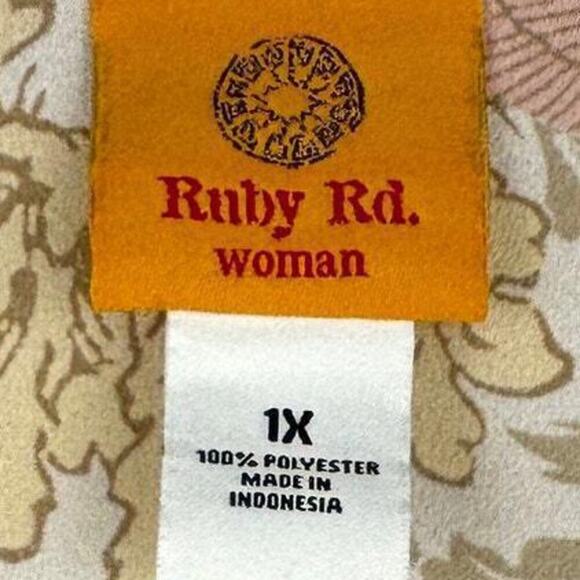 NWT Ruby Rd. Blouse Floral Print Le Jardin Size 1X Flowy Lightweight - Picture 4 of 6